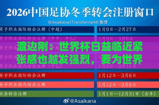 渡边刚：世界杯日益临近紧张感也越发强烈，要为世界杯做好准备
